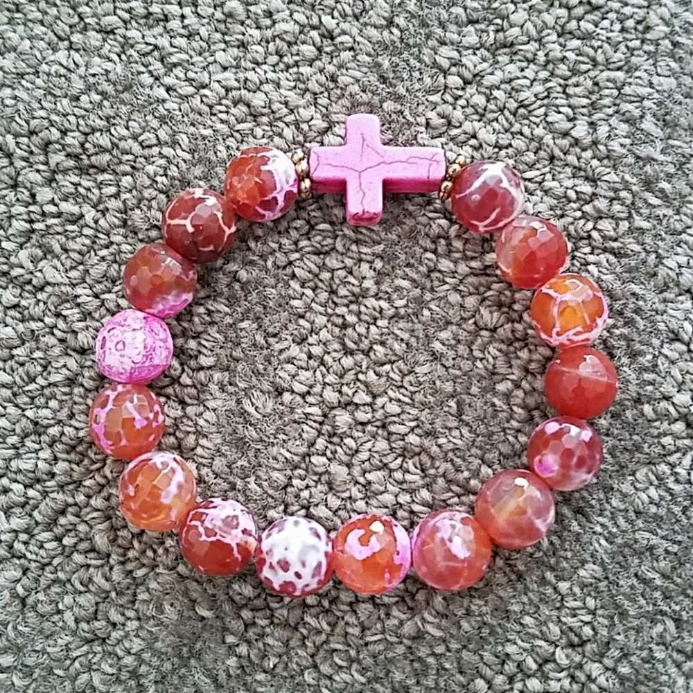 Orange and Pink Gemstone Bracelet
